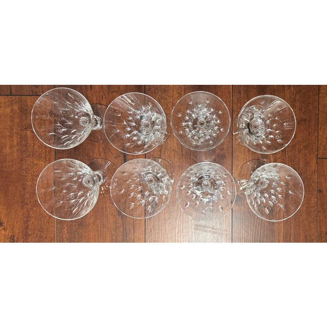 Transparent Mid 20th Century Duncan & Miller “Willow” Crystal Wine Glasses - Set of 8 For Sale - Image 8 of 8
