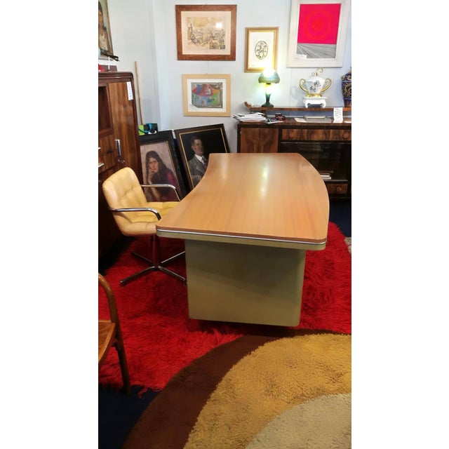 Teal Executive Desk in Lacquered and Laminated Metal from Anonima Castelli, 1950s For Sale - Image 8 of 12