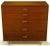 Ribbon mahogany five-drawer dresser by George Nelson for Herman Miller. M-shaped aluminum pulls and hair pin aluminum...