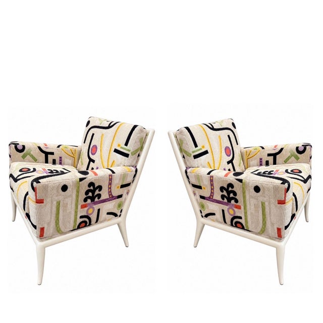 Pair T.H. Robsjohn-Gibbings for Widdicomb Lounge Chairs, 1950’s. Such a beautiful set. Measure 29” wide 31” deep 29.5”...