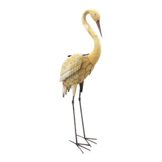 Vintage Old Florida Crane Form Art Metal Plant Stand For Sale