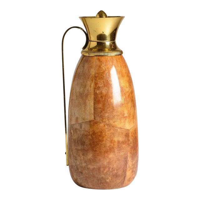 Aldo Tura Lacquered Goatskin & Brass Thermos 1960s For Sale
