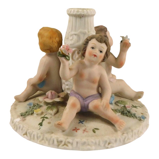 Dresden Carl Thieme Candle Holder Wiuth Babies and Flowers For Sale