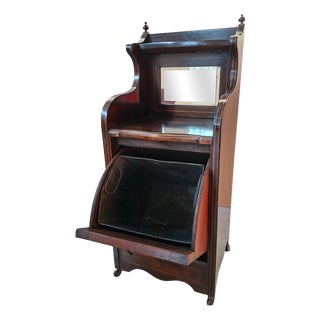 Antique Victorian Purdonium Coal Cabinet with Mirror, 1890s For Sale