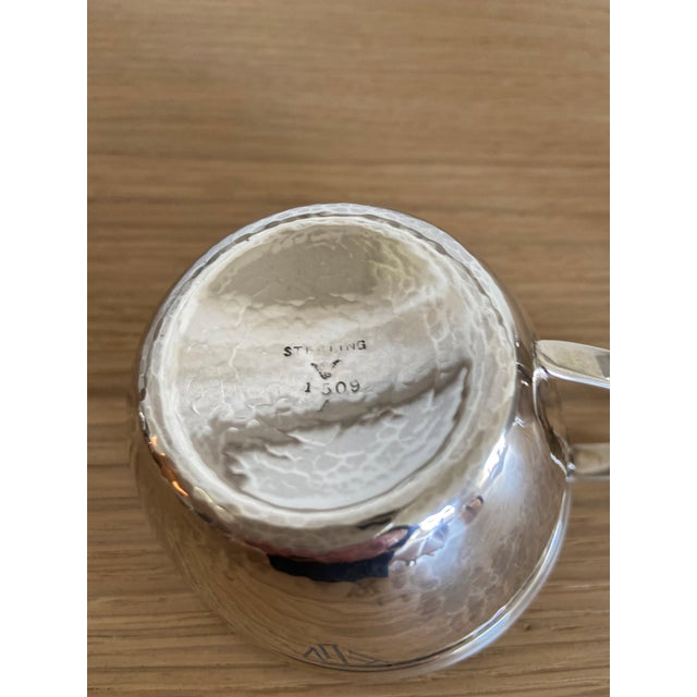 Antique Whiting Arts and Crafts Hand Hammered Sterling Silver Teapot With Creamer and Sugar - 3pcs For Sale - Image 10 of 13