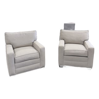 Pair of Ethan Allen Bennett Track Arm Lounge Chairs For Sale