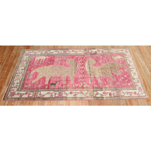 Zabihi Collection Pink Komodo Dragon Armenian Rug For Sale - Image 11 of 12