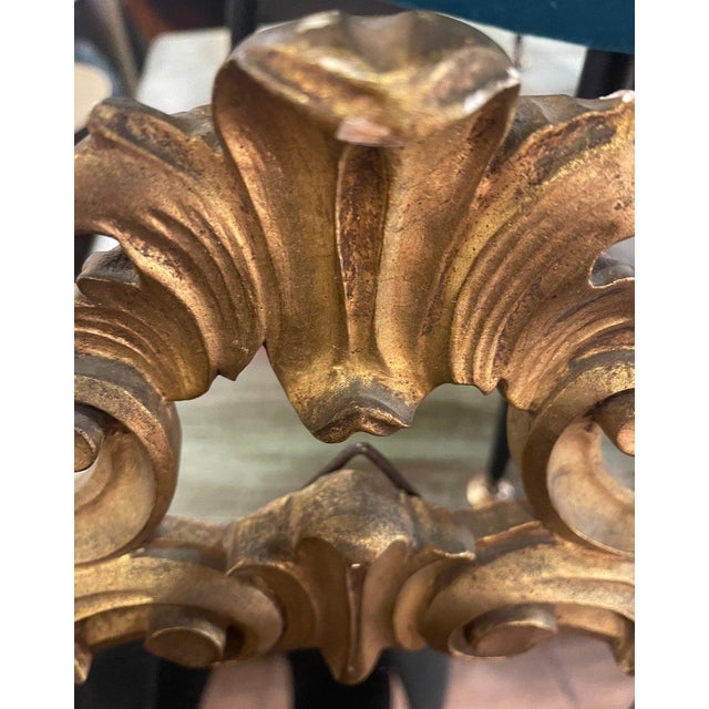 Wood Italian Hand-Carved Gilded Wood Frame Mirror, 1960s For Sale - Image 7 of 8