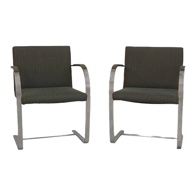 Pair of Vintage Mies Van Der Rohe Brno Attributed Flat Bar Chair For Sale