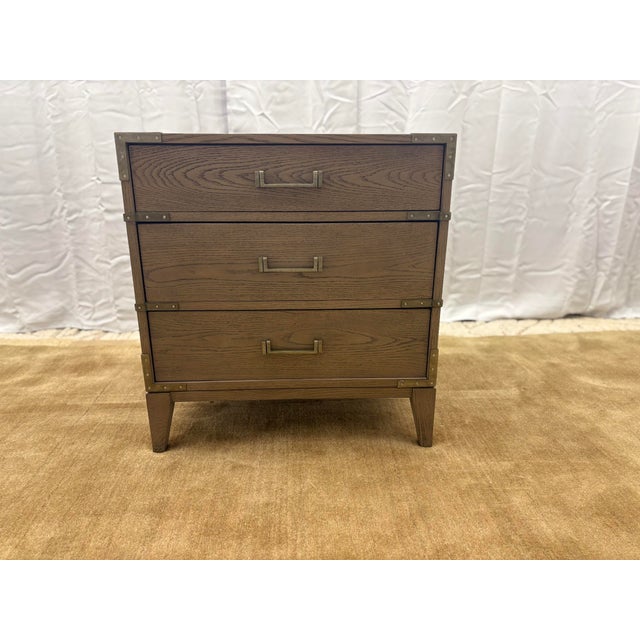 Rh Cayden Campaign Closed Nightstand – 26” Waxed Grey Oak With Pewter Hardware For Sale - Image 18 of 18