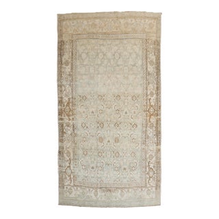 Pale Green Antique Bidjar Accent Rug For Sale
