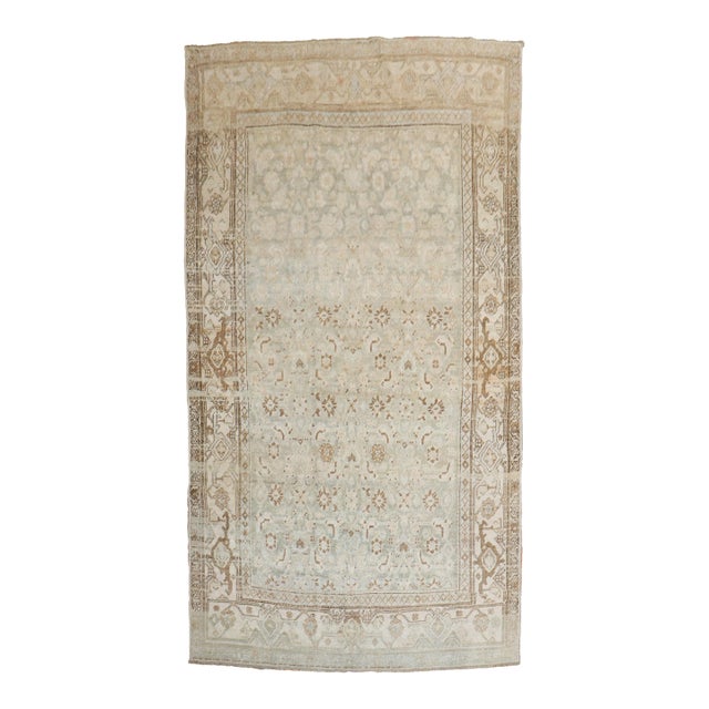 Pale Green Antique Bidjar Accent Rug For Sale