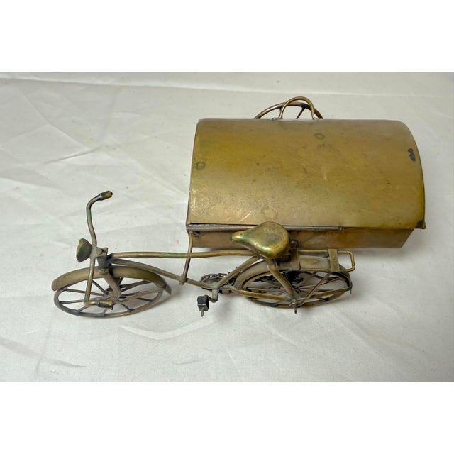 Handmade Antique Brass Bicycle Bike W/ Moving Parts & Side Car Trinket Box Jar For Sale - Image 10 of 13