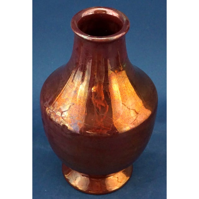 1990s Vintage Ceramic Vase with Gold Metallic Enamel by Bottega Gatti, 1990s For Sale - Image 5 of 12