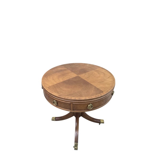 Brown Vintage Baker Furniture Mahogany Drum Table For Sale - Image 8 of 9