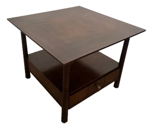 1980s Henredon Nightstand Side Table With One Drawer and Bottom Shelf Dark Walnut