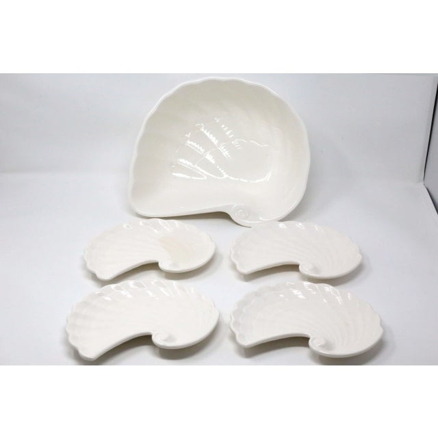 Vintage Nautlilus Shell Large Serving Bowl and Salad Plates by Shafford - Set of 5 For Sale - Image 9 of 9