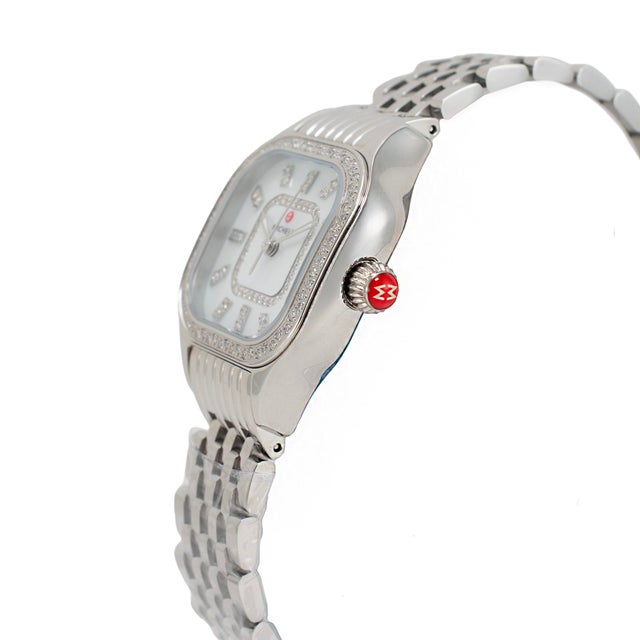 Ladies Michele by Fossil Meggie 29mm Mww33b000001 Mop Diamond Steel Quartz Watch For Sale - Image 4 of 8
