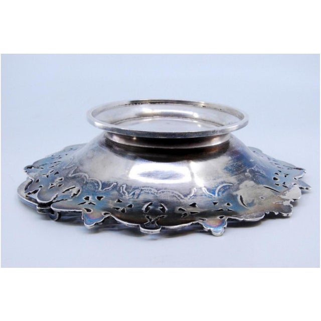 Metal Silver Basket for with Tilting Handle, Shells and Palms For Sale - Image 7 of 10