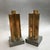 Mid-Century Modern Modernist Architectural Brass and Steel Andirons - a Pair For Sale - Image 3 of 7