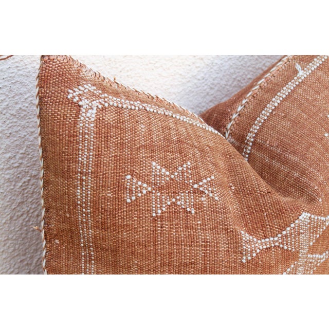 1990s Terracotta Bow-Tie Lumbar Moroccan Silk Pillow For Sale - Image 5 of 9