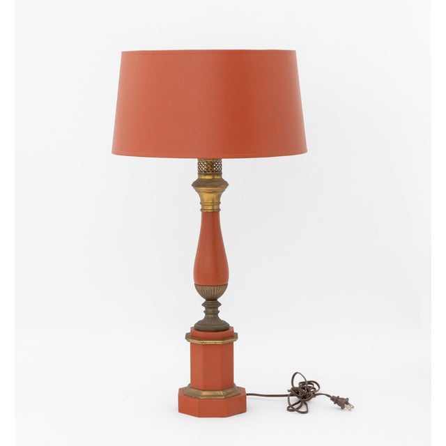 Mid 20th Century Mid 20th Century Italian Orange Toleware Table Lamps, Pair For Sale - Image 5 of 5