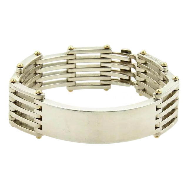Tiffany & Co. Gatelink Bracelet in Sterling Silver & 18K Yellow Gold ID Bar For Sale