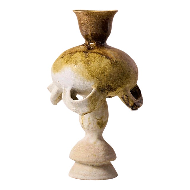 Handmade Mediterranean "Fig Vase 3" Glazed Stoneware by Canoa Lab for TRNK From Deriva Y Trampa Series For Sale
