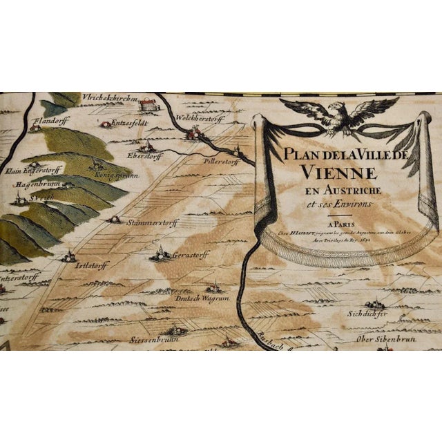 Traditional Vienna, Austria: A Large 17th Century Hand-Colored Map by Sanson and Jaillot, 1695 For Sale - Image 3 of 12