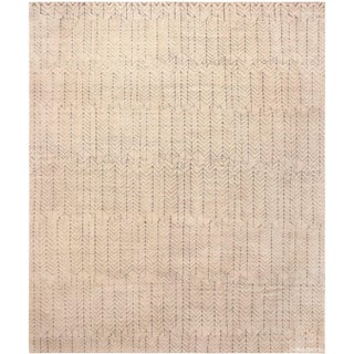 Nazmiyal Collection Large Primitive Motif Ivory Modern Area Rug For Sale