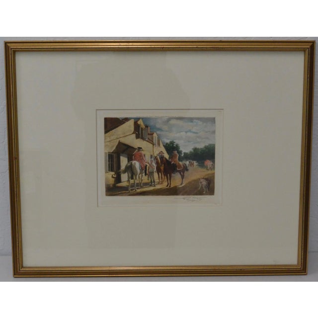 "Roadside Inn" Hand Colored Engraving by Eugene Tily c.1920s. Lovely hand colored engraving by listed artist E. Tily. This...