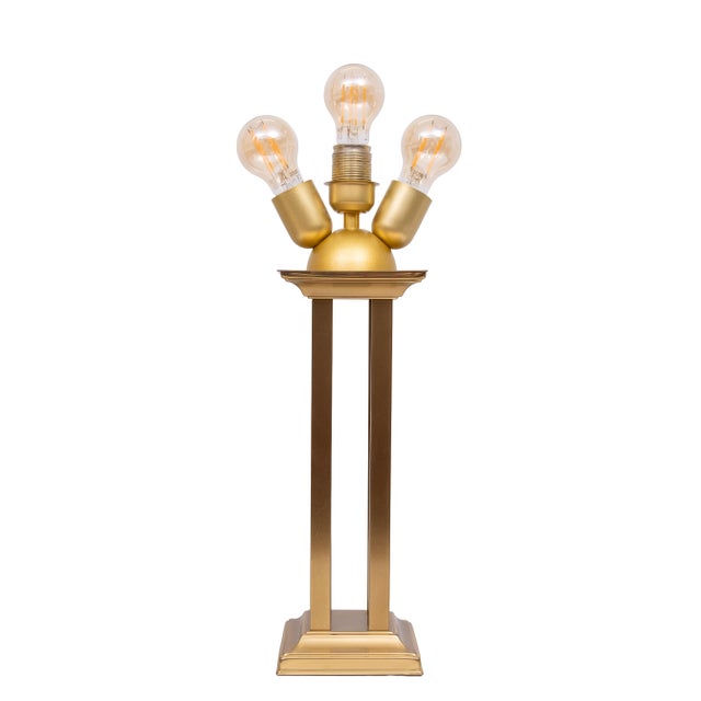 Very nice pair column Table lamps , Very good quality lamps . Two tone Brass .4 columns each . Comes with there original...