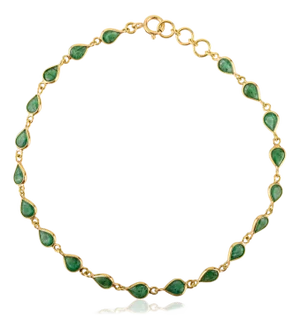 3.7 Carat Zambian Emerald Bracelet Crafted in 18k Yellow Gold Gift for Mom