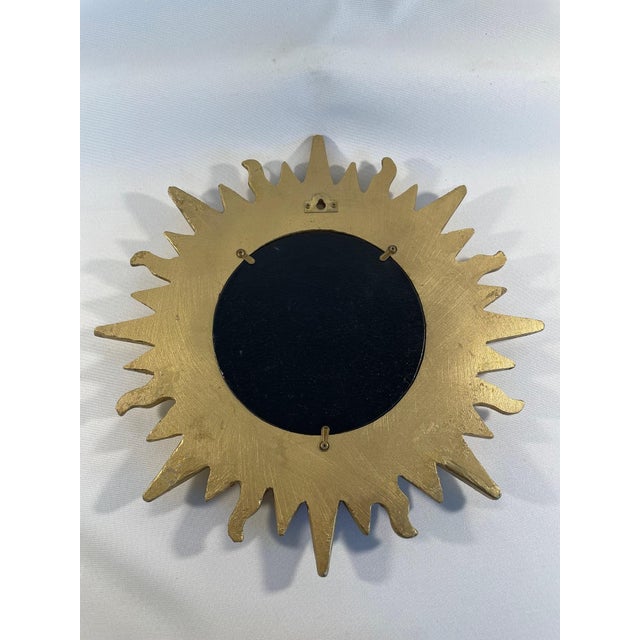 Vintage 1960s Bright Gold Sunburst Wall Mirror For Sale - Image 10 of 12