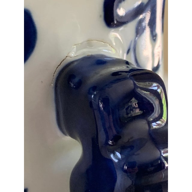 Blue & White Chinoiserie Porcelain Vase W Handles For Sale - Image 11 of 12