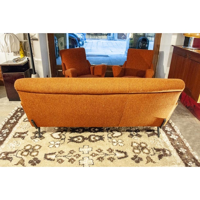 Mid-Century Modern Vintage Italian Orange Sofa, 1950s For Sale - Image 3 of 6