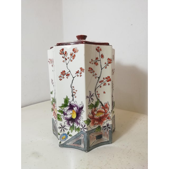 Geometric potiche vase designed by Guido Andlovitz for Lavenia. Hand-decorated vase. Marked on the bottom with the...