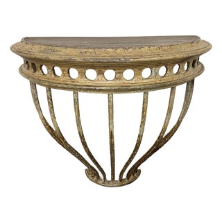 Restoration Hardware Hayrack Cast Iron Demilune Console Table For Sale