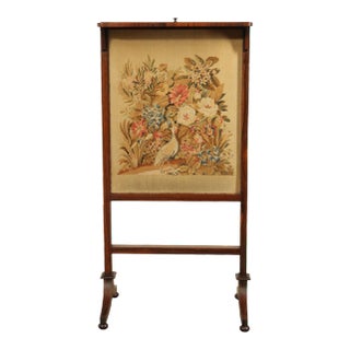 Antique English Regency Rosewood Needlepoint Fire Screen For Sale