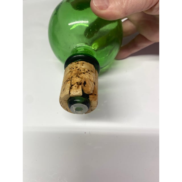 1970s Vintage Mid-Century Modern Italian Green Glass Decanter/Carafe Empoli Italy For Sale - Image 10 of 11