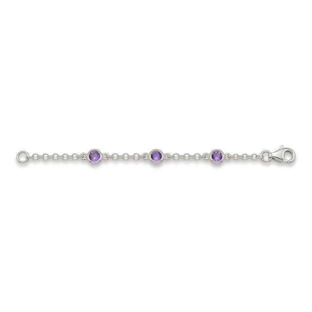 Contemporary Natural Amethyst Dainty Bracelet, Minimalist Chain Link Birthstone Bracelet For Sale - Image 3 of 4