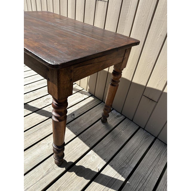 Brown Walnut Bistro Table, 1890s For Sale - Image 8 of 10