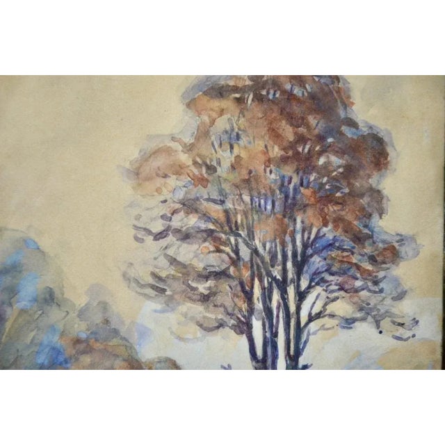 Beautiful forest landscape. Watercolor on cardboard by F. Brinster, signed and dated 1925. Painting framed and under...
