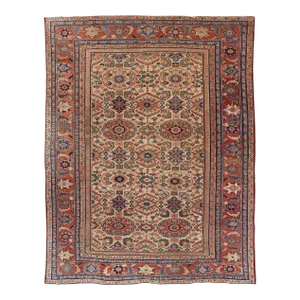 Antique Persian Sultanabad Rug With All Over Sub Geometric Design on Ivory Field 8'6" X11'8"