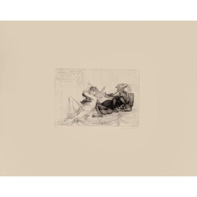 Courtship is an original etching artwork realized by the Italian artist Riccardo Tommasi Ferroni (1934-2000). Hand-signed...