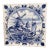 Vintage Dutch Delft Blue Ceramic Tile by Schoonhoven Keramiek, Holland - Windmill and Sailboat Scene. For Sale