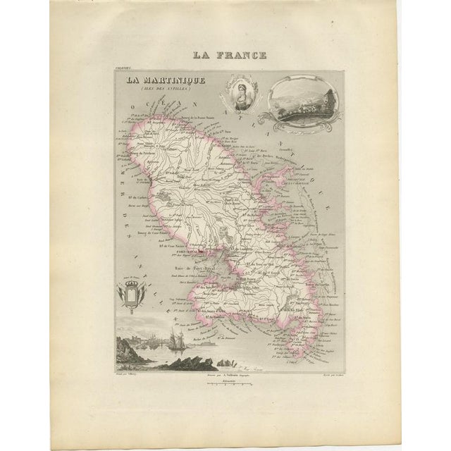 Antique Map of Martinique, Fort-Royal and the Caravelle, 1860 For Sale - Image 3 of 12