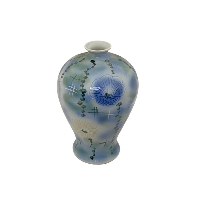 Abstract Artistic Pastel Flower Pattern Porcelain Round Baluster Art Vase For Sale - Image 3 of 9