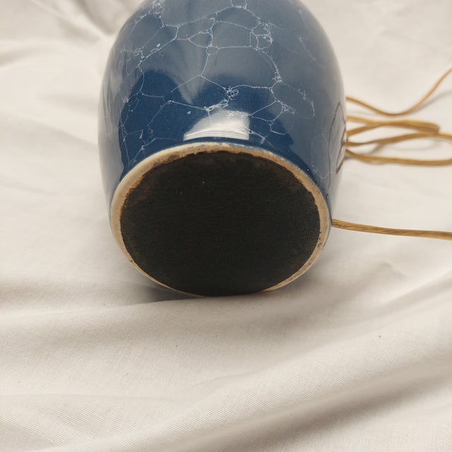 Mid 20th Century Mid Century Modern Blue Marble-Style Ceramic Table Lamp For Sale - Image 4 of 5