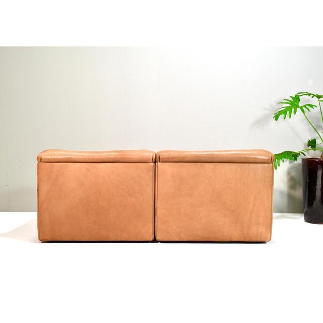 Set of DS46 Cognac Buffalo Leather Sectional Sofa from De Sede, 1976 For Sale - Image 14 of 15